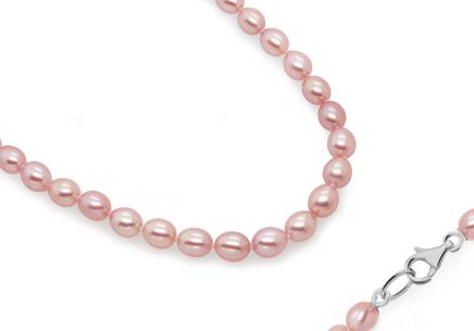 Nežný náhrdelník z ružových perál 6,5mm