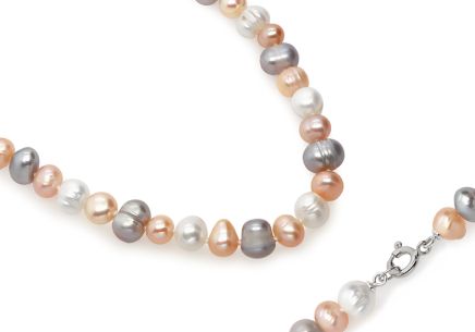 Unikátny náhrdelník s perlami rôznych farieb, 450mm