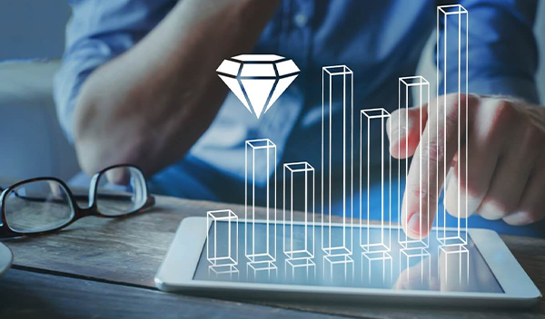 Ilustrácia investovania do diamantov na grafe