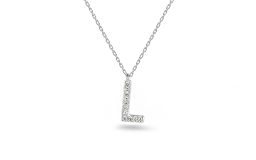 Briliantový náhrdelník z bieleho zlata s písmenom L 0.040 ct - IZBR911L
