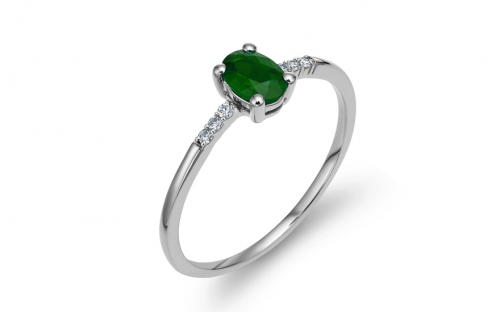Briliantový prsteň z bieleho zlata so smaragdom 0,040 ct - KU1546A