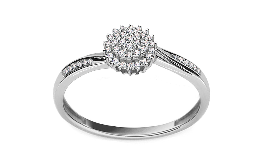 Briliantový zásnubný prsteň z bieleho zlata 0.100 ct - KU1124A