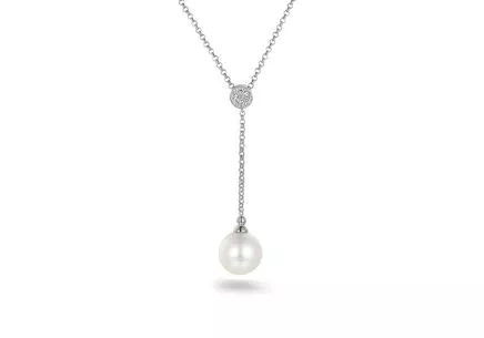 Briliantový náhrdelník z bieleho zlata s perlou 0,020 ct