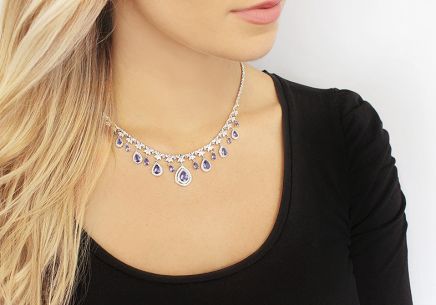 Exkluzívny tanzanitový náhrdelník s diamantmi