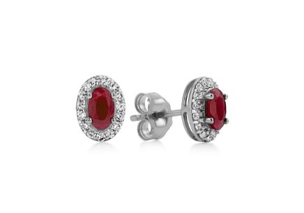 Náušnice s rubínmi 0,65ct a briliantmi Alma, biele zlato