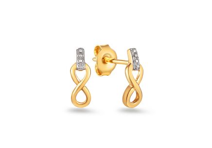 Zlaté náušnice s diamantmi 0.010 ct Infinity