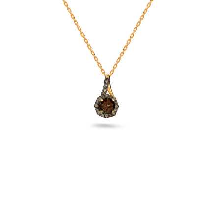Elegantný prívesok s dymovým kvarcitom 0,47ct a champagne diamantmi