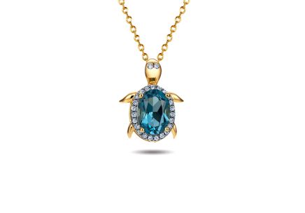London blue topásový prívesok korytnačka 0,93ct