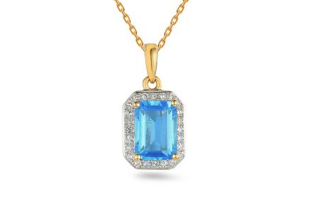 Zlatý topásový prívesok s diamantmi 0.070 ct
