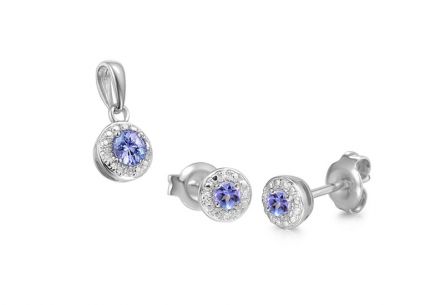 Tanzanitová súprava z bieleho zlata s diamantmi 0.030 ct