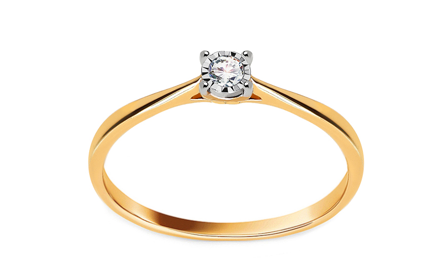 Diamantový dvojfarebný zásnubný prsteň 0,050 ct - KU1354M