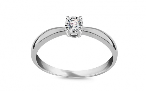 Diamantový zásnubný prsteň z bieleho zlata Lisa, 9K - ROYBR191AHR