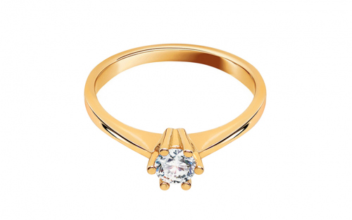 Jemný zlatý zásnubný prsteň so zirkónom - IZ15629