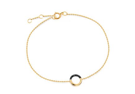 Zlatý náramok s čiernymi briliantmi Karma 0,050 ct