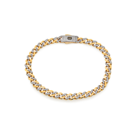 Monaco Chain bracelet Classic Alternate Pavé lock 5 mm