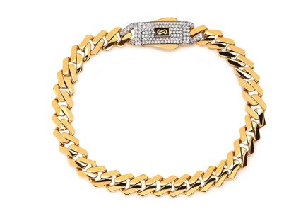 Monaco Chain bracelet Edge Plain Pavé Lock 8 mm