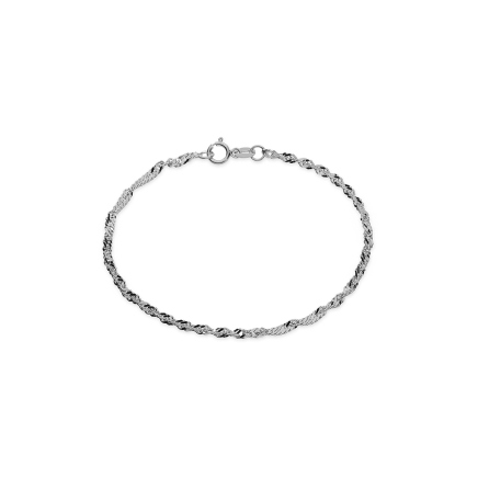 Plný náramok Singapur z bieleho zlata 2,2 mm, 9K