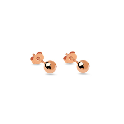 Napichovacie náušnice guľôčky 4mm, ružové zlato, 9K