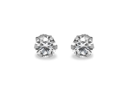 Náušnice z bieleho zlata so zirkónom 6mm Eve, 14K