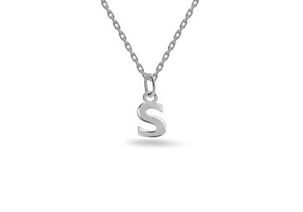Minimalistický prívesok písmeno S v bielom zlate