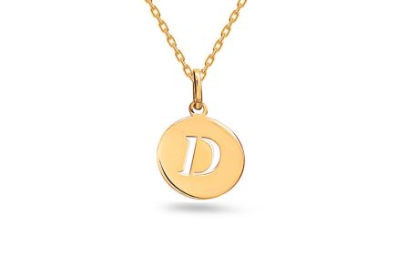 Zlatý minimalistický prívesok písmeno D, 14K