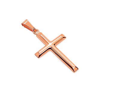 Klasický prívesok kríž z ružového zlata, 14K