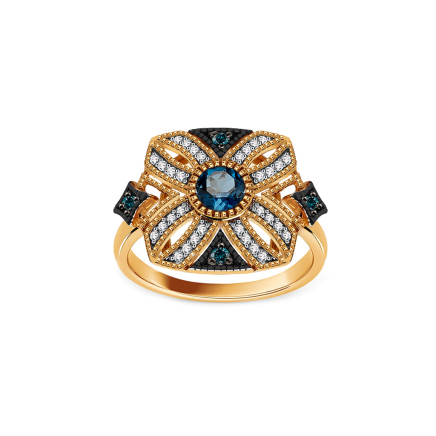 Prsteň s topásmi a diamantovým ornamentom