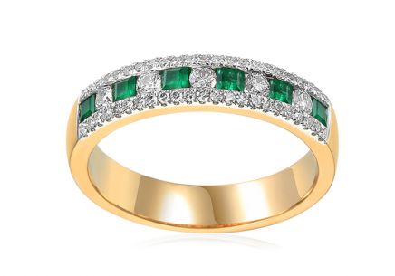 Prsteň so smaragdmi a briliantmi 0,320 ct