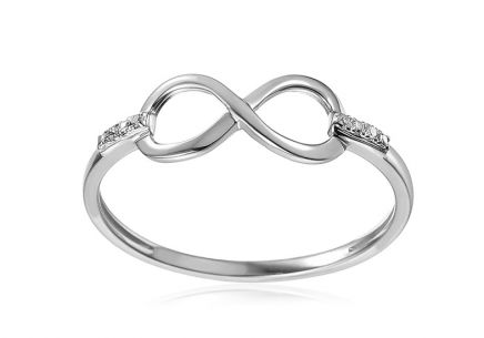 Prsteň z bieleho zlata s diamantmi 0.010 ct Infinity