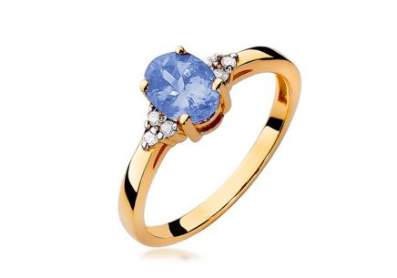 Tanzanitový prsteň 0,400 ct s diamantmi