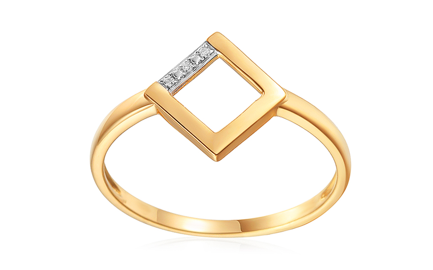 Zlatý prsteň s geometrickým tvarom štvorec