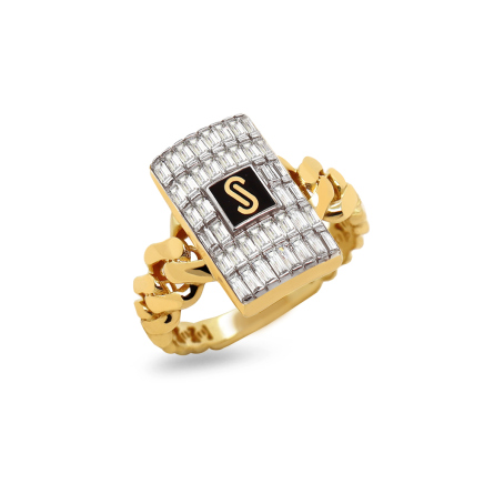 Monaco Chain ring Classic Plain Baguette link