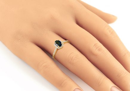 Briliantový dvojfarebný prsteň so zafírom