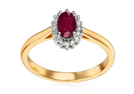Briliantový prsteň s rubínom 0,110 ct