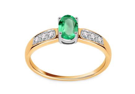 Briliantový prsteň so smaragdom 0,06 ct