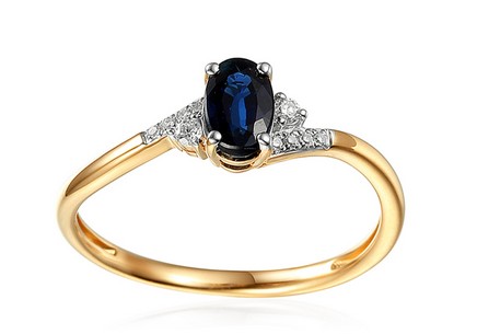 Zlatý prsteň so zafírom a diamantmi 0.050 ct Melinda