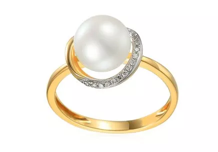 Perlový prsteň s diamantmi 0,060 ct
