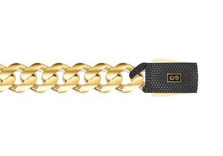 Monaco Chain Classic Plain Pavé lock Black 8 mm