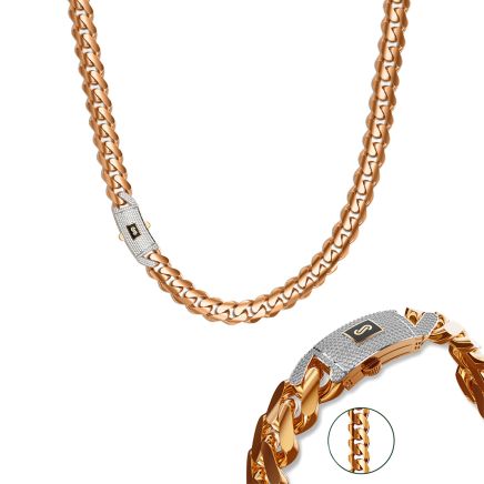 Monaco Chain set Classic Plain Pavé lock Rose 9,5 mm