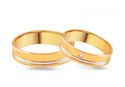 Zlaté kombinované svadobné obrúčky so zirkónom, 4 až 8mm