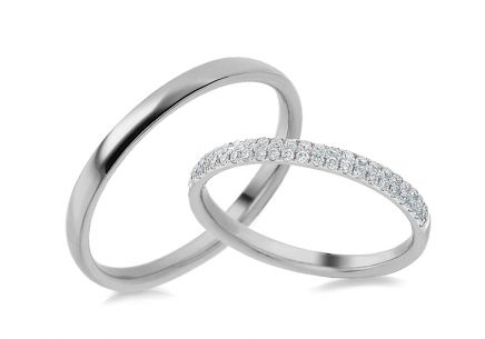 Minimalistické diamantové obrúčky z bieleho zlata
