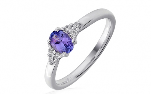 Tanzanitový prsteň 0,410 ct s diamantmi - IZBR186