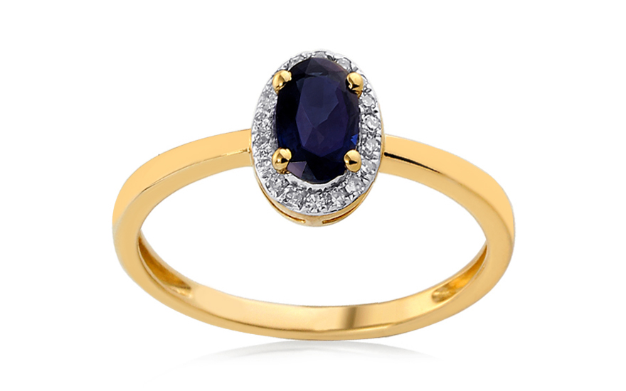 Zafírový prsteň 0,690 ct s diamantmi - IZBR185