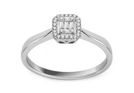 Zásnubný prsteň z bieleho zlata s baguette diamantmi 0.090 ct Esme