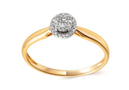 Zlatý dvojfarebný zásnubný prsteň s diamantmi 0.080 ct Denja