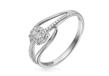 Zlatý zásnubný prsteň s diamantmi 0.120 ct Chasidy