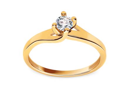 Zlatý zásnubný prsteň so zirkónom