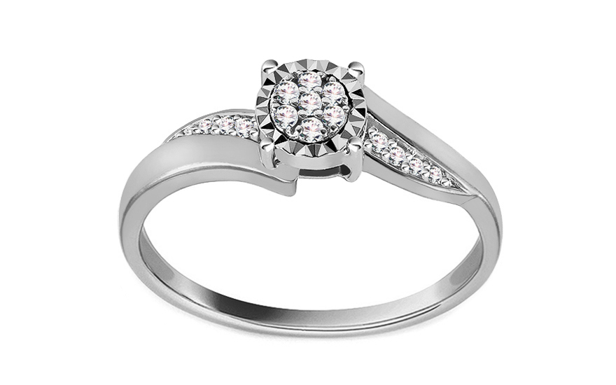 Zásnubný prsteň z bieleho zlata s diamantmi 0.070 ct Maddie - ROYBR006A