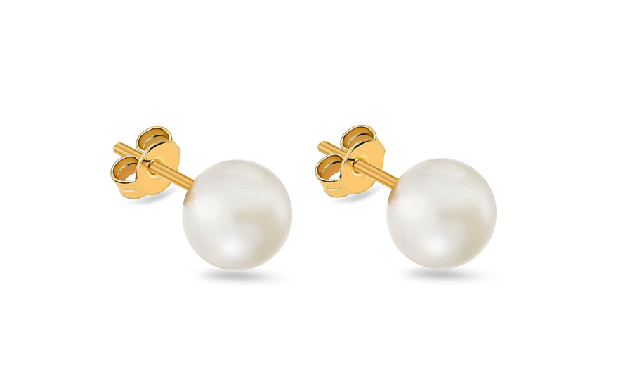 Zlaté perlové náušnice 6,5 mm - IZ7645
