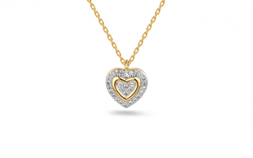 Zlatý briliantový náhrdelník srdce 0,050 ct - IZBR966Y